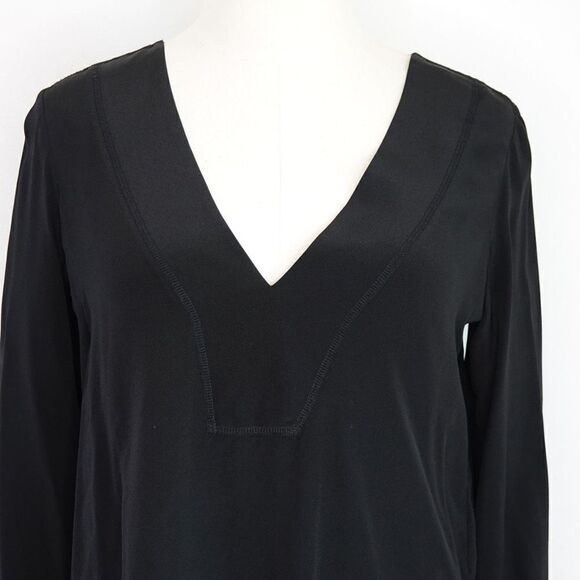 Derek Lam 10 Crosby Intermix Layered Black Silk and Lace V-Neck Top Size 0 - Picture 2 of 13